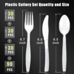 Weenkilly 90 Pack Plastic Cutlery Set – Disposable Plastic Utensils- Plastic Silverware Sets for Wedding Catering Parties – 30 Forks, 30 Spoons, And 30 Knives Set (transparent)
