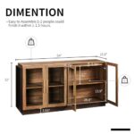 LUXOAK Sideboard Buffet Cabinet with Storage,64″ Kitchen Sideboard with LED Light,Modern Wood Glass-Buffet Cabinet for Dinning Room,Kitchen, Hallway, and Living Room,Barnwood+Brown