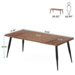 Tribesigns 70.9 Inch Large Dining Table for 6 to 8, Industrial Kitchen Table Furniture with Metal Legs, Modern Faux Wood Rectangular Dinner Table for Dining Room, Rustic Brown/Black