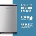 DEMULLER Upright Freezer 3.2 Cu.ft Mini Freezer Single Door Freestanding Compact Freezer with Adjustable Thermostat Small Freezer for Kitchen, Apartment, Basement, Dorm, Silver