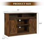 Farmhouse Coffee Bar Cabinet, 52” Rustic Coffee Bar with Storage, Kitchen Buffet Storage Cabinet with Sliding Barn Doors, Coffee Bar Cabinet for Dining Room, Living Room, Brown
