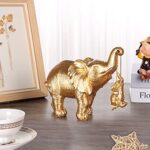 ZJ Whoest Elephant Statue. Gold Elephant Decor Brings Good Luck, Health, Strength. Elephant Gifts for Women, Mom Gifts. Decorations