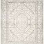 SAFAVIEH Adirondack Collection X-Large Area Rug – 11′ x 15′, Ivory & Silver, Oriental Medallion Design, Non-Shedding & Easy Care, Ideal for High Traffic Areas in Living Room, Bedroom (ADR108B)
