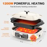 Electric Indoor Grill Griddle Grill Appliance Portable Compact Korean BBQ Grill with Removable Plate,Lid, Nonstick Cooking Surface, Quick Heat Up 1200W Healthy Cooking (Beige)?