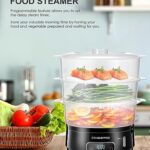 Cozeemax 3 Tier Electric Food Steamer with for Cooking, Programmable 13.7QT Vegetable Steamer, Veggie Steamer, Food Steam Cooker, Auto Shutoff & Boil Dry Protection, BPA Free(Black)
