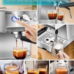 Gevi Espresso Coffee Machine,Espresso Machine with Steamer, Compact Semi Espresso Maker with Milk Frother for Home, Stainless Steel Cappuccino Machine for Cappuccino, Latte, 1100W