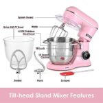 Kitchen in the box Stand Mixer, 4.5QT+5QT Two bowls Electric Food Mixer, 10 Speeds 3-IN-1 Kitchen Mixer for Daily Use with Egg Whisk,Dough Hook,Flat Beater (Pink)