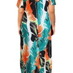 Kancystore Plus Size Sundresses for Women Casual Beach 4XL Summer Short Sleeve Long Dress