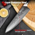 Sunnecko Chef Knife 8 Inch, Damascus Kitchen Knife Japanese Chefs Knife Vg10 High Carbon Stainless Steel