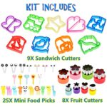 FUNGYAND Sandwich Bread Cutter Set, 45 in 1 Bento Lunch Box Accessories Kit Includes Fruit Cutter, Animal Food Picks, Rice Ball Maker, Easy to Use