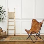 Classy Handmade Leather Living Room Chairs-Butterfly Chair Tan Side Hand Stitch Leather Butterfly Chair-Handmade with Powder Coated Folding Iron Frame (Cover with Folding Frame)