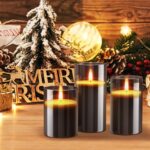 WarmEmbrace Flameless Candles, Tea Lights Candles Battery Operated, Christmas Glass Flameless Candles with Remote, 3-Pack Fake Candles LED Candles for Christmas, Wedding, Table Decorations (Grey)
