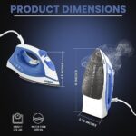 Utopia Home Steam Iron for Clothes With Non-Stick Soleplate – 1200W Clothes Iron With Adjustable Thermostat Control, Overheat Safety Protection & Variable Steam Control (Blue)