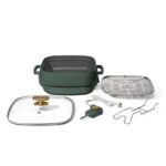 5 in 1 Electric Skillet – Expandable up to 7 Qt with Glass Lid, Thyme Green by Drew Barrymore