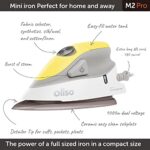 Oliso M2 Mini Project Steam Iron with Solemate – for Sewing, Quilting, Crafting, and Travel | 1000 Watt Dual Voltage Ceramic Soleplate Steam Iron, Yellow
