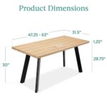 Best Choice Products Extendable Dining Table 47 to 63in Modern Large Expanding Kitchen Table up to 6 People w/Leaf Extension, 2 Locks, 132lb Capacity – Natural Oak