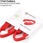 Wine Foil Cutter Magnetic Design [2 Pieces], 4 Stainless Blades Foil Remover Wine Bottles Opener Accessory, Removes Foil Top Effortlessly with Gift Box for Wine Lovers, Red