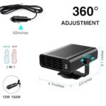 ? New upgrade?Portable Car Heater,Auto Heater Fan, Car Windshield Defogger Defroster, 2 in1 Fast Heating or Cooling Fan, 12V 150W Auto Ceramic Heater Fan Plug in Cig Lighter (Premium black)