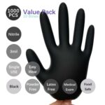 Dr.GreenPanda Medium 1000pcs Black Nitrile Food Safe Gloves Medical Grade for Food Prep Cooking Cleaning Multipurpose Latex&Powder Free 3mil Great Value Pack
