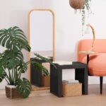 APRTAT Bamboo Small Dining Bench,Farmhouse Bench for Kitchen & Living & Dining Room Furniture Natural (Black, Small)