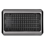Baumann Living Indoor Smokeless Grill 1500W with Smart LED Touch Screen, Tempered Glass Lid, 2 Removable Ceramic Nonstick Grill & Griddle Plate, in a Modern Stainless Steel Design.