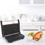 Chef Buddy Gourmet (Red) Panini Press – Sandwich Maker with Nonstick Plates – Indoor Countertop Cooking Burgers, Steak, Grilled Cheese, 9.5″ x 10.5″ x 3