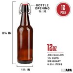 Ilyapa 12oz Amber Glass Beer Bottles for Home Brewing – 12 Pack with Flip Caps for Beer Bottling