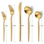 Matte Gold Silverware Set, VANVRO 40-Piece Stainless Steel Flatware Set, Satin Finish tableware Cutlery Set, Service for 8, Home and Restaurant, Dishwasher Safe
