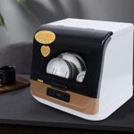 Portable Countertop Dishwasher, GDNTMU Mini Dishwasher with 4 Washing Programs,Air-dry Function,Automatic Dishwasher Deep Heating Cleaning Machine for Small Apartments, Dorms and RVs (Gold)