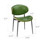 Art Leon Dining Chairs, Set of 2, Walnut Bentwood, Mid Century Modern Chair, Green Faux Leather Kitchen Dining Room Chairs, Accent Chairs for Bedroom
