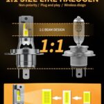 MIFMIA H4 Bulb Hi/Low Beam, 1:1 Mini Size 600% Brighter 24000 Lumens, 9003 Bulb Standard with Turbofan 6500K Cool White Halogen Replacement, Pack of 2