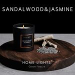 HomeLights Luxury Scented Candle, Natural Soy Wax, Home Fragrance Decor Gift, Sandalwood & Jasmine, Medium Jar