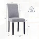 IULULU Dining Chairs Set of 2 Upholstered Linen High-Back with Solid Wooden Legs for Living, Kitchen, Bedroom, Dinning Room, Grey