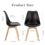 NEWBULIG Set of 4 Dining Chairs,PU Leather Upholstered with Wooden Leg Support,Mid Century Modern Kitchen Chairs,Waterproof Seat for Kitchen,Dining,Living Room,Family Gatherings Chairs Black