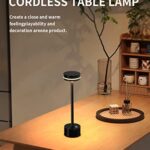 PUSU Portable Table Lamp Battery Powered LED Lamp Cordless Table Lights 3-Level Brightness Touch Control,for Home Office Bedroom Hotel Room Restaurant Outdoor(Black)