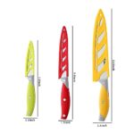 VITUER Chef Knife, 3PCS Kitchen Knife, Multicolor Stainless Steel Sharp Chef Knife Set, 8 Inch Chef’s Knife, 4.5 Inch Utility Knife, 4 Inch Paring Knife (3Pack, Yellow, Red, Green)