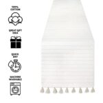 Folkulture Table Runners 108 Inches Long with Tassels for Dining Table, Farmhouse Style Décor or Kitchen Table Linen for Home, 100% Cotton Ribbed Coffee Table Runner for Living Room, Oatmeal
