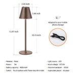 2 Pack LED CordlessTable Lamp,4000mAh Rechargeable Battery Desk lamp,3 Level Brightness Night Light, Metal Shell,Minimalist Design, for Couple Dinner/Coffee Table/Restaurant/Bedroom(2Pack Khaki)