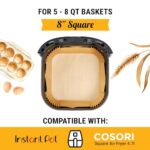 Air Fryer Liners, 120Pcs Disposable Airfryer Parchment Paper Liners – Non-Stick and Oil Proof for Easy Cleanup – 8” Square for 5-8 qt Basket by Baker’s Signature