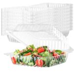 75 Clear Plastic Containers, 8″ X 8″ X 3″ Hinged Lid Togo Containers for Food | Clamshell Food Containers for Strawberry Boxes, Bakery Supplies, Cake, Cookie, Dessert, Salad Containers, Treat Boxes
