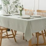 maxmill Checkered Rectangle Tablecloth for Dining Room Water Resistance Antiwrinkle Spillproof Heavy Weight Soft Gingham Plaid Kitchen Table Cloth for Holiday Dinner, 60 x 104 Inch Sage White