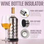 WINE CHILLER | Stainless Steel Double Walled Vacuum Insulated Iceless Cooler | Fits Most 750mL Wine, Champagne and Liquor Bottles | Great Gift Pack with Wine Stopper and Aerator | MBSC Products