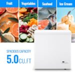 DEMULLER Chest Freezer 5.0 CU.FT Ultra-low Temperature Deep Freezers (Down to -12-50?) with TWO Removable Baskets Freestanding White Small Mini Compact Fridge Freezer for Home/Kitchen/Office