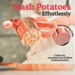 PriorityChef Large 15oz Potato Ricer, Heavy Duty Stainless Steel Potato Masher and Ricer Kitchen Tool, Press and Mash Kitchen Gadget For Perfect Mashed Potatoes – Everytime, Rose Gold and Pink