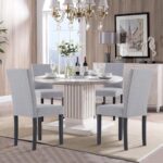 Dining Chairs Set of 2, Luxury Upholstered Fabric Kitchen Chairs Side Chair with Padded Seat Back and Solid Wood Legs for Living Room, Bedroom, Dining Room, Grey