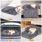 pettycare Calming Dog Couch Bed for Large Dogs – Washable Dog Beds Cover for Furniture Protector, Fluffy Plush Pet Bed Anti-Slip, Waterproof Sofa Mat for Dogs and Cats, 44inch, Dark Grey