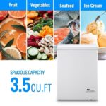 DEMULLER Chest Freezer 3.5 CU.FT Ultra-Low Temperature Deep Freezers (Down to -12-50?) with Two Removable Baskets Freestanding White Small Mini Compact Fridge Freezer for Home/Kitchen/Office