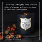Manly Indulgence Black Sandalwood Scented Candle for Men 15 oz – Bergamot, Tobacco, Amber & Musk – Wood Wick – Up to 60 Hours Burn – Soy Blend Wax, USA Poured – Signature Collection