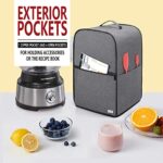 Luxja Food Processor Cover for Cuisinart and Hamilton Beach 10-14 Cup Processor, Food Processor Dust Cover with Accessories Pockets, Gray