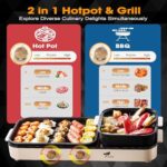 YEZZZZ Electric Hot Pot with Grill,Shabu shabu Hotpot Korean BBQ Grill Indoor 2 in 1 Multifunction Removable?Separate Dual Temperature Control Capacity for 2-12 People?110V